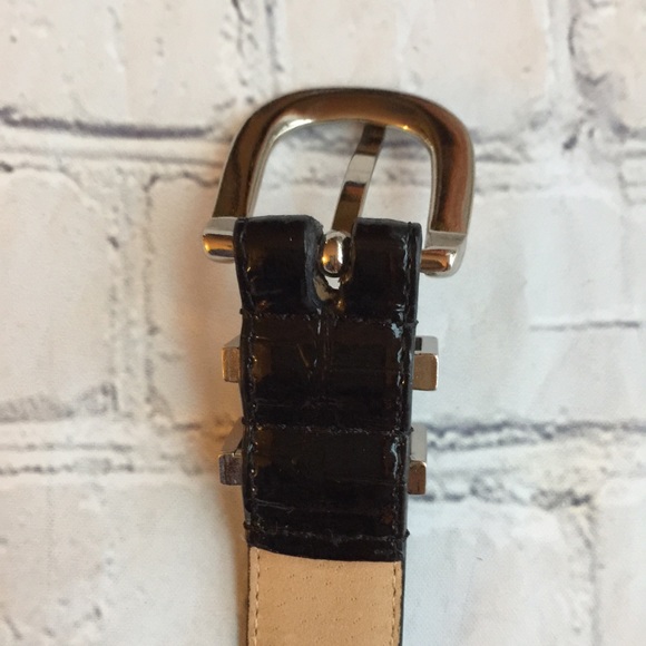 VINTAGE LIZ CLAIBORNE FAUX CROC BLACK BELT SIZE M - Picture 4 of 9